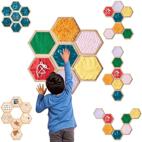 13 Pcs Sensory Wall Panel for Kids | Sensory Wall Sequin Flip Fabric for Kids with 6 Pcs Replaceable Textured Sensory Mats|Sensory Tiles for Wall and Floor-Sensory Room Must Haves
