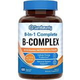 Surebounty 8-in-1 Complete B Complex, All 8 B Vitamins, B12, B1, B2, B3, B5, B6, B9, Biotin, Folate, Methylated & Body-Ready Forms, Energy, Nerve, Blood Support, 60 Caps