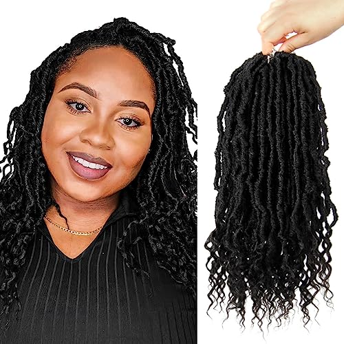 BOHOBABE Faux Locs Crochet Hair 14 Inch, Boho Soft Crochet Locs with Curly Ends, Short Bohemian Goddess Locs Crochet Braids for Black Women (6 Packs, 1#)