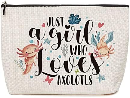Axolotl gifts for girls Just A Girl Who Loves Axolotls Makeup Bag Axolotl Birthday Decorations Axolotl Lover Stuff Birthday Christmas Gifts for Daughter Sister Bestie Friends
