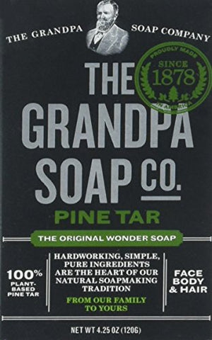 The Grandpa Soap Company Pine Tar Bar Soap for Men- Made With 100% Plant-Based Pine Tar Oil, 3 in 1 Cleanser Deodorizer and Moisturizer, Dermatologist Tested, Safe for Sensitive Skin, 4.25 Oz, 8 Pack