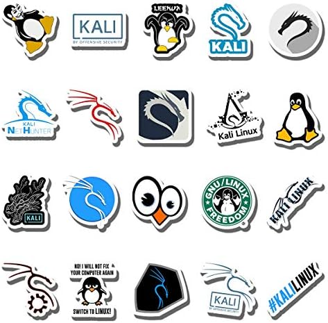 20 PCS Stickers Pack Kali Aesthetic Linux Vinyl Colorful Waterproof for Water Bottle Laptop Bumper Car Bike Luggage Guitar Skateboard