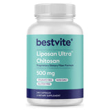 BESTVITE Liposan Ultra Chitosan 500mg (240 Capsules) - Patented Faster Acting Than Regular Chitosan - No Stearates - No Fillers