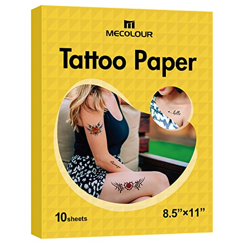 MECOLOUR Printable Temporary Tattoo Paper 8.5"X11"-10 sets for Inkjet printer DIY Image Transfer Decal Paper for Skin, For Celebrate Festivals, Parties, Birthday Bashes,New Year