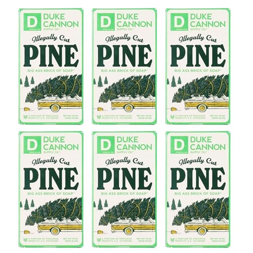 Duke Cannon Supply Co. Big Brick of Soap Bar for Men Holiday Edition - Illegally Cut Pine (Fresh Split Pine Scent), 10 oz. (6 Pack)