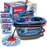 O-Cedar EasyWring RinseClean Microfiber Spin Mop & Bucket Floor Cleaning System with 3 Extra Refills, Plastic, Grey