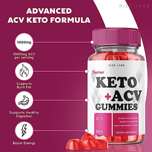 (2 Pack) ProFast Keto Gummies - Pro Fast Keto ACV Gummies Advanced Weight Loss Pro Fast Keto Gummies with Apple Cider Vinegar Supplement Belly Fat Extra Strength (120 Gummies)