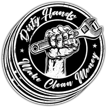 3 Pcs Dirty Hands Make Clean Money Sticker, Dirty Hands Clean Money Decal, Dirty Hands Clean Money Sticker, Welding Mechanic Lineman Blue Collar Stickers for Laptop Bottle Phone Car Helmet 3"x3"