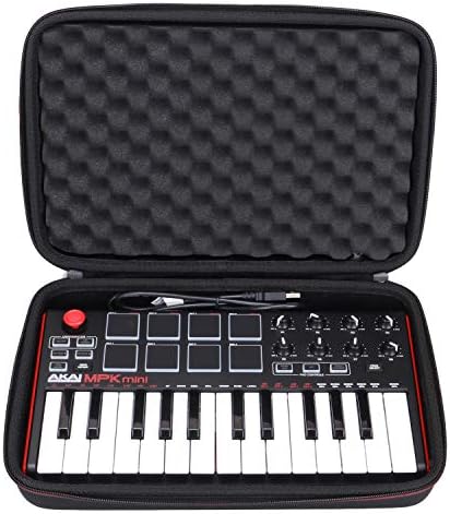 LTGEM Travel Hard Carrying Case for Akai Professional MPK Mini MK3 / MPK Mini Play MK3 / MPK Mini MKII/MPK Mini Play - 25 Key USB MIDI Keyboard Controller, Black+Black(Case Only)