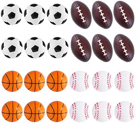 Super Z Outlet Mini Foam Sports Balls 24 Pack for Kids Adults Mini Baseball Football Basketball Soccer Stress Toy Game Party Decoration