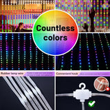 HXWEIYE 300LED Unlimited RGB Colors Changing Curtain Lights with Remote & APP Control, Smart Curtain Hanging Fairy String Lights, Music &Voice Sync,USB Christmas led Lights for Indoor, Party, Garden