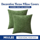 MIULEE Christmas Pack of 2 Couch Throw Pillow Covers 18x18Inch Soft Moss Green Spring Chenille Pillow Covers for Sofa Living Room Solid Dyed Pillow Cases