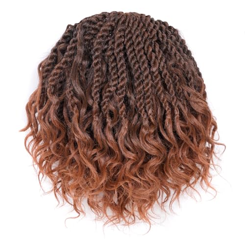 ToyoTress Boho Island Twist Crochet Hair - 10 Inch 8 Packs Short Bob Ombre Brown Boho Havana Twist Crochet Braids Synthetic Braiding Hair (10 Inch,8P-T30)