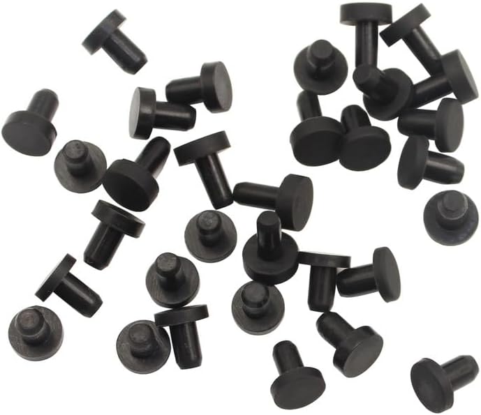 Silicone Plugs 1/8 T-Shaped Soft Flexible Rubber Stopper Waterproof Seal Button Plug for 3-3.8 mm/0.12-0.15 in Hole, Black, 32 Pcs