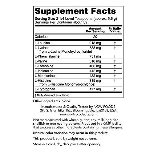 NOW Sports Nutrition, Amino-9 Essentials™ Powder, Enhanced Protein Synthesis, Amino Acids, 330-Grams