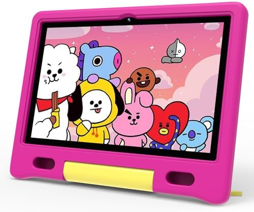 Kids Tablet 10 inch, Tablet for Kids with Protective Case, 2+32GB Storage(512GB Expand), Quad-Core, 5G WiFi, Google Kids Space, Parental Control, YouTube Kids, Educational Apps (Pink)