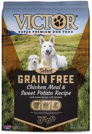 Victor Super Premium Dog Food – Grain Free Chicken Meal & Sweet Potato Recipe - Dry Dog Food for Dogs of All Life Stages – High Protein Dry Dog Food for All Normally Active Dogs, 15 lb
