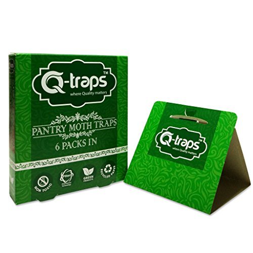 Q-Traps Pantry Moth Traps - Safe, Nontoxic, Insecticide & Odor Free, Pheromone Attractant Traps for Common Kitchen Moths (6 Traps)