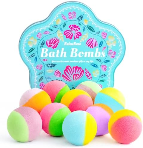 10 Bath Bombs Gift Set, Handmade with Natural Ingredients, 5 Aromatic Scents, Relaxing Bath Bombs for Women Men and Kids, Spa Gifts for Valentine's Day, Mothers Day, Best Birthday Gifts for Relaxation