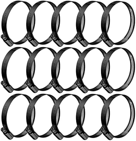 BOTTEN 15pcs Black Hose Clamp,1-9/16"-2.5"(40-63mm)304 Hose Clamps Stainless Steel Adjustable Worm Gear Hose Clamps Assortment Kit,radiator hose clamps fuel line clamps