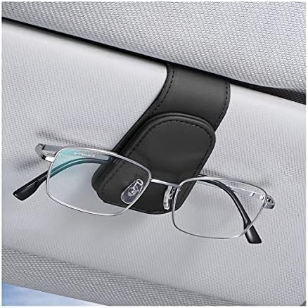AICEL Sunglasses Holders for Car Sun Visor, Leather Eyeglasses Hanger Mounter, Magnetic Glasses Holder and Ticket Card Clip, Auto Interior Accessories Universal for SUV Pickup Truck