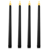 Honoson 4 Pieces Christmas LED Taper Advent Candles Flameless Taper Candles Flickering Candles for Halloween Hanukkah Christmas Advent Rituals Holidays Church, Celebration Home Decor (Black)