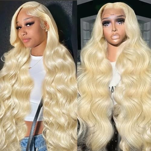 613 13x4 Lace Front Wig Human Hair Blonde Body Wave Lace Front Wigs Human Hair Pre Plucked Blonde Wig Human Hair 200 Density 613 HD Lace Frontal Wigs Human Hair 613 Human Hair Wig (26 Inch)