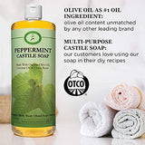 Carolina Peppermint Castile Soap Liquid – Skin-Softening Olive Oil Soap Organic Body Wash – Pure Castile Soap Peppermint Liquid Soap – Vegan Castille Soap Liquid (Peppermint, 32 ounces)