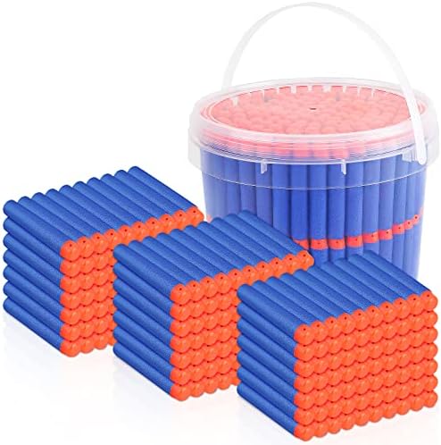 Refill Darts Bullets Compatible with Nerf Guns N-Strike Elite Series, 300PCS Refill Darts Premium Foam Bullets Pack with Portable Storage Bucket