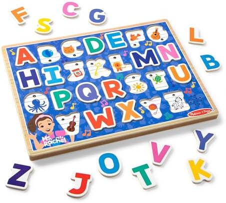 Melissa & Doug® Ms. Rachel™ Wooden Phonics Alphabet Sound Puzzle with Light-Activated Sound Effects, 24-Piece Toddler Toys for Boys and Girls Ages 2+ Years
