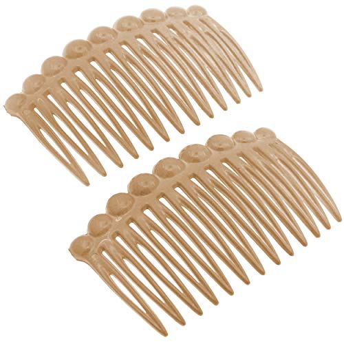 Camila Paris CP2892/2 French Hair Side Comb Small Rounded, Beige French Twist Hair Combs Decorative, Strong Hold Hair Clips for Women Bun Chignon Up-Do Styling Girls Hair Accessories, Made in France