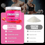 Creatine Monohydrate Gummies 5000mg for Men & Women, Gomitas de Creatina 5g Creatine Monohydrate, 0g Sugar Chewables Creatine Pre-Work Out for Muscle Strength, Vegan, Strawberry Flavor, 120 Count