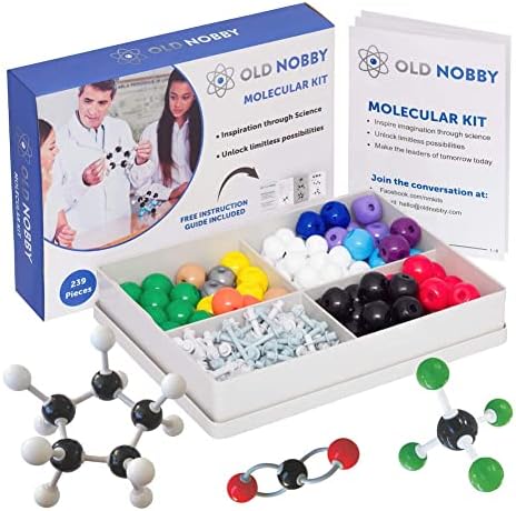 Old Nobby Lessons in Chemistry Model Kit - 239 Pc Molecular Model Kit Organic Chemistry for Students - Complete Molecular Model Kit, Chemistry Set for STEM, Visualizing Bonds and Structures