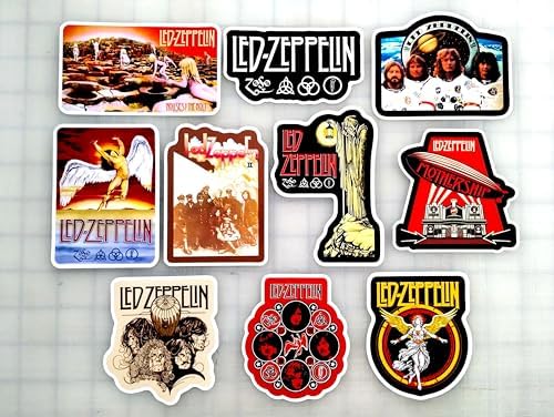 Classic Rock Band Sticker Pack Led (10 Stickers) Zeppelin Jimi Fleet deep Janis Doors Pink Hendrix Jim Van Joplin Floyd Rush Greta Morrison Purple Cream
