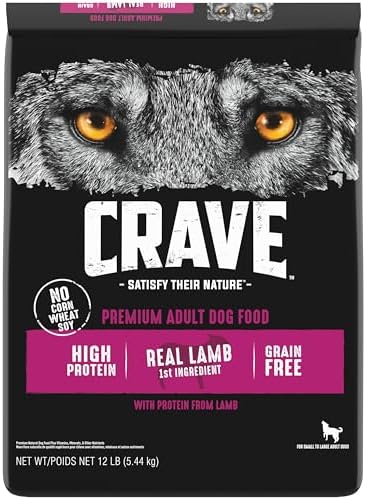 CRAVE Grain Free High Protein Adult Dry Dog Food with Lamb, 12 lb. Bag