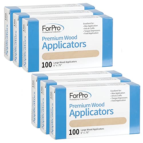 ForPro Professional Collection Premium Wood Applicators, Non-Sterile, Hair Removal Waxing Sticks, Large, 6” L x .75” W, 100-Count (Pack of 6)