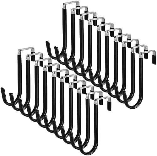 20 Pack Over The Door Hook, Door Hooks, Black Rubber Surface Prevent Scratche Door Hanger Hooks for Bathroom, Living Room, Kitchen, Hanging Clothes, Towels, Bags(20 Pack Black)