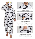 QUCH Adult Onesie Costume-Unisex Animal Onesies for Adults Halloween Costume, Halloween Onesie Adult Onesie Pajamas for Women Cow L