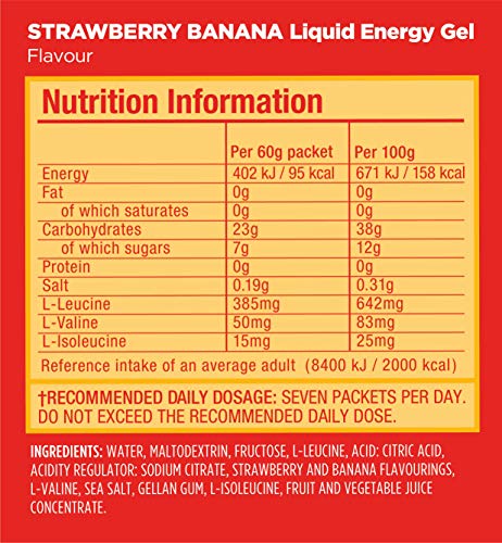 GU Energy Liquid Energy Gel with Complex Carbohydrates, Vegan, Gluten-Free, and Dairy-Free On-the-Go Energy for Any Workout, 12 Count, Strawberry Banana