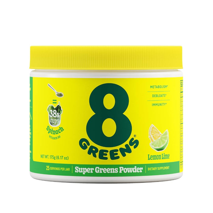 8Greens Super Greens Powder - Prebiotic & Probiotic Blend Superfoods with Fiber, Supports Digestion & Debloating, Tasty 8 Real Greens Juice Mix with Spirulina, Chlorella & Blue Green Algae