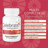 Celebrate Vitamins Multi-Complete 60 Bariatric Multivitamin with Iron Chewable, with 60 mg of Iron, Tropical, for Sleeve Gastrectomy and Gastric Bypass Surgery Patients, 60 Count