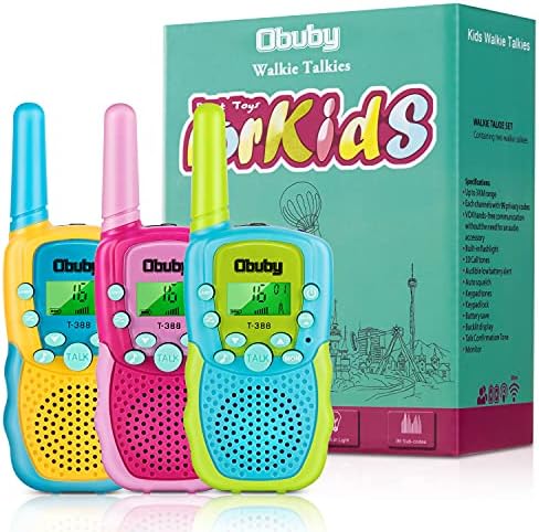 Obuby Toys for 3-12 Year Old Boys Walkie Talkies for Kids 22 Channels 2 Way Radio Gifts Toys with Backlit LCD Flashlight 3 KMs Range for Age 3 up Boy and Girls to Outside , Hiking, Camping