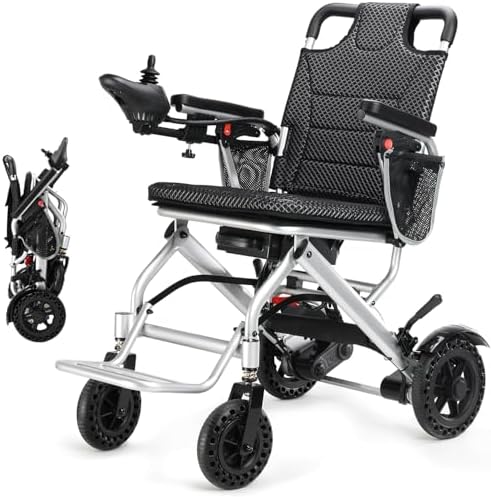 33 Lbs Lightweight Electric Wheelchair, Electric Wheelchairs for Adults Foldable, 15 Miles Range Motorized Wheelchair for Seniors, All Terrain Compact Portable Power Wheelchair, 330 Lbs Capacity