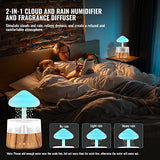 Rain Cloud Humidifier Water Drip with 5 Essential Oils, Cloud Diffuser with 7 Changing Colors Night Lights, Mushroom Humidifier Desk Bedside Water Drop Sound, Wood