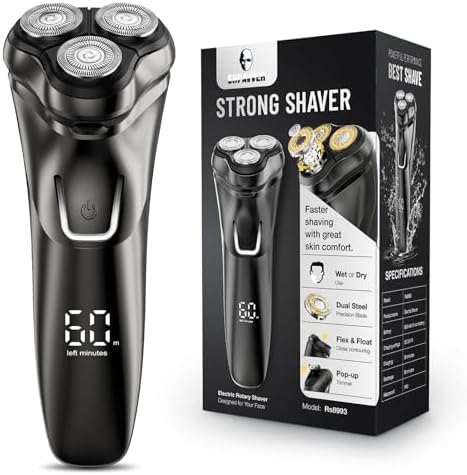 Electric Razor for Men, SHPAVVER Electric Shaver for Men, Rechargeable Wet Dry Shaver with Pop Up Trimmer, Waterproof Cordless Portable Razor