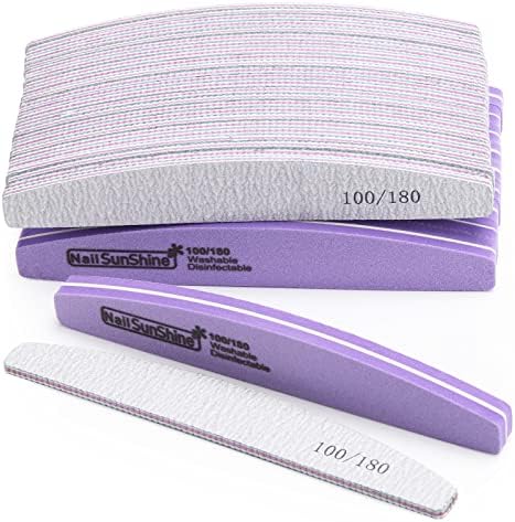 35 Count Nail Files and Buffers 100/180 Grit, Professional Sponge Nail File Manicure Tools for Natural Nails and Acrylic Nails