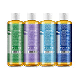 Dr. Bronner's - Pure-Castile Liquid Soap (8 oz Variety Pack) Peppermint, Lavender, Almond & Baby Unscented - Made with Organic Oils, 18-in-1 Uses: Face, Body, Hair, Laundry, Pets and Dishes | 4 Count