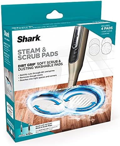 Shark Steam & Scrub Dirt Grip Soft Scrub & Dusting Washable Pads, Fully Reusable, Powerful Cleaning on All Sealed Hard Floors, Compatible with S8001, S8201, S7201 & S7001, Grey, XKITP7000D