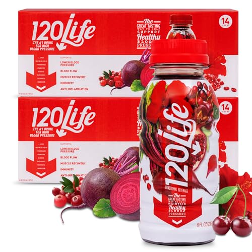 120/Life Blood Pressure Support, Beet Root Juice, Pomegranate Extract, Cranberry Juice, Tart Cherry, Hibiscus, and Magnesium (8 Fl Oz, Pack of 28) - Gluten-Free & Vegan