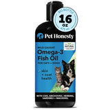 Pet Honesty Omega 3 Fish Oil for Cats & Dogs (16oz), Wild Caught Omega 3 Fish Oil for Dogs Skin and Coat Supplement, Supports Shedding, Skin & Coat, Immunity, Joint, Brain & Heart, EPA + DHA